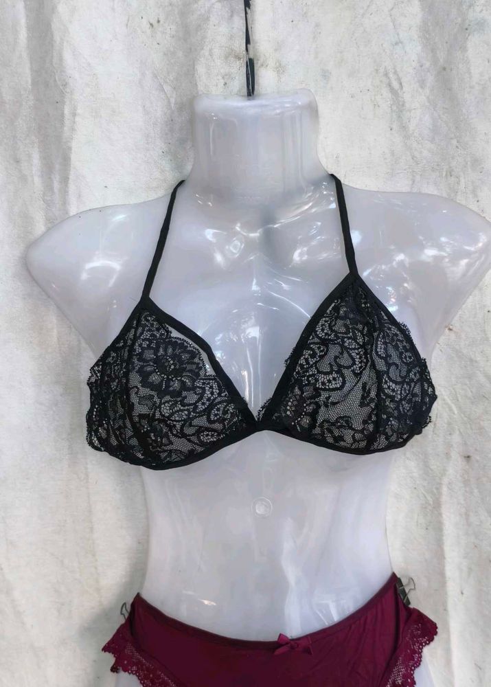 I. Lace Halter Neck Bra