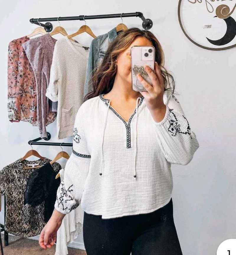 Embroidered White fusion top