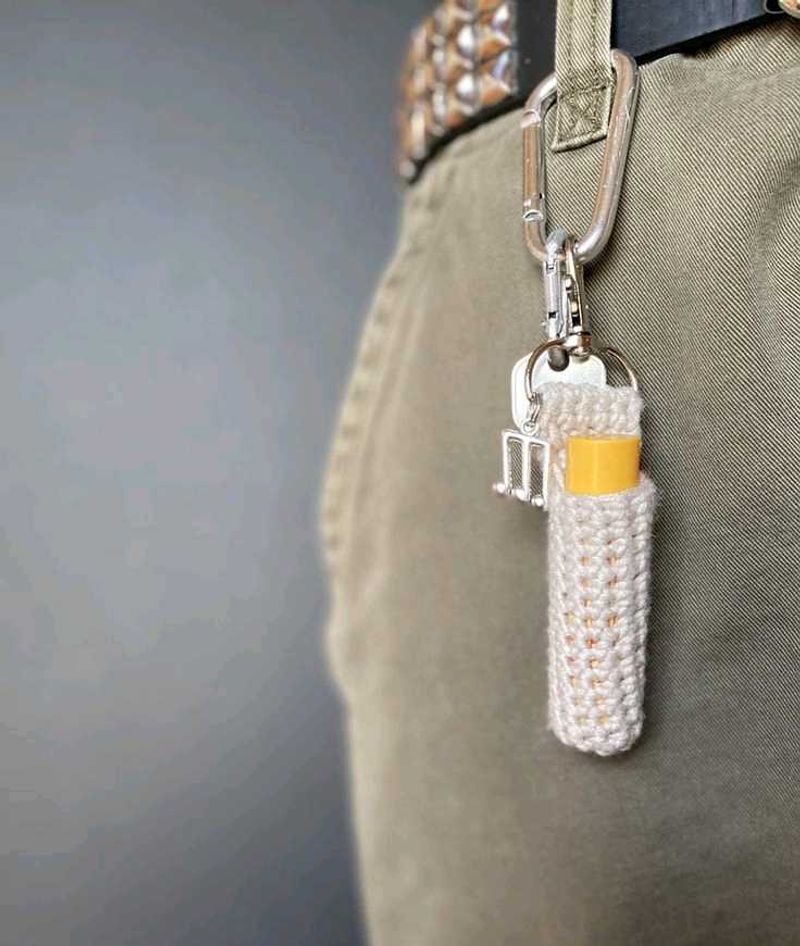 Crochet Lip Balm Holder Keychain