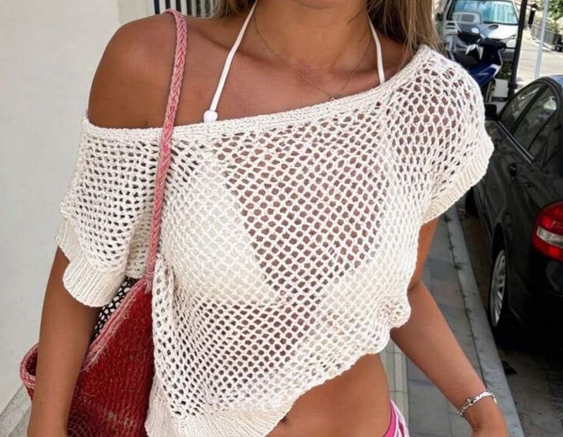 Elegant White Crochet Top