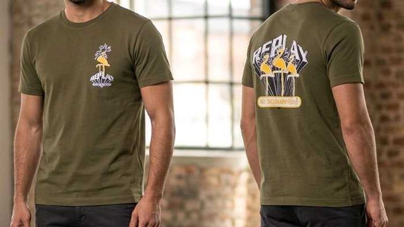 Olive Green Flamingo Graphic T-Shirt