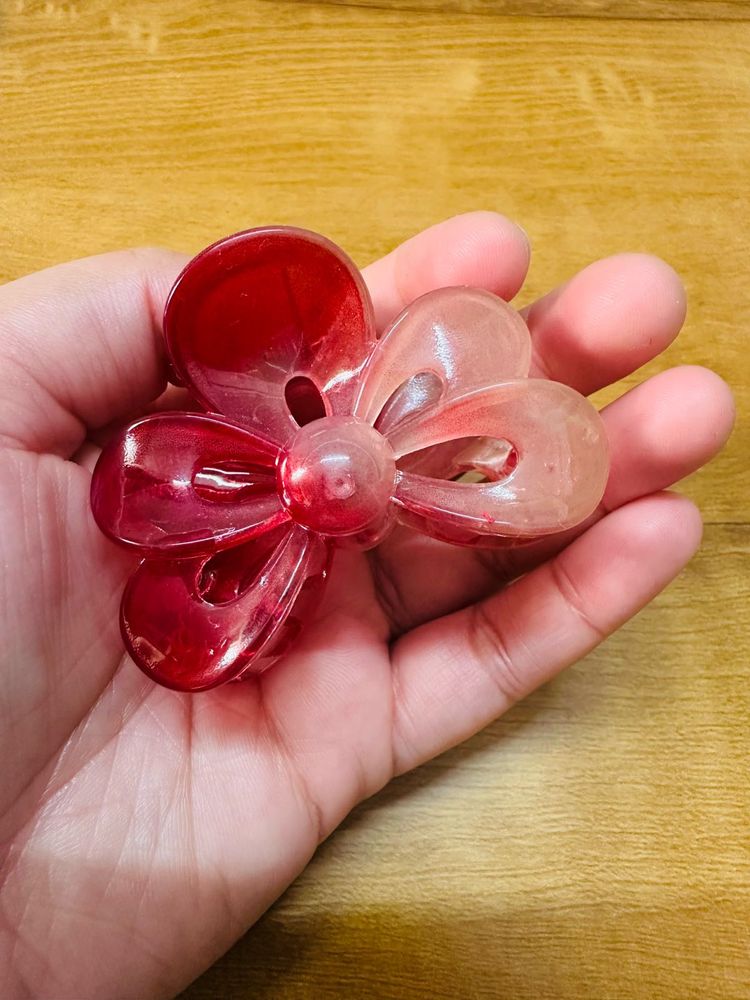Cute Flower Hair Claw Clip dual shade red pink