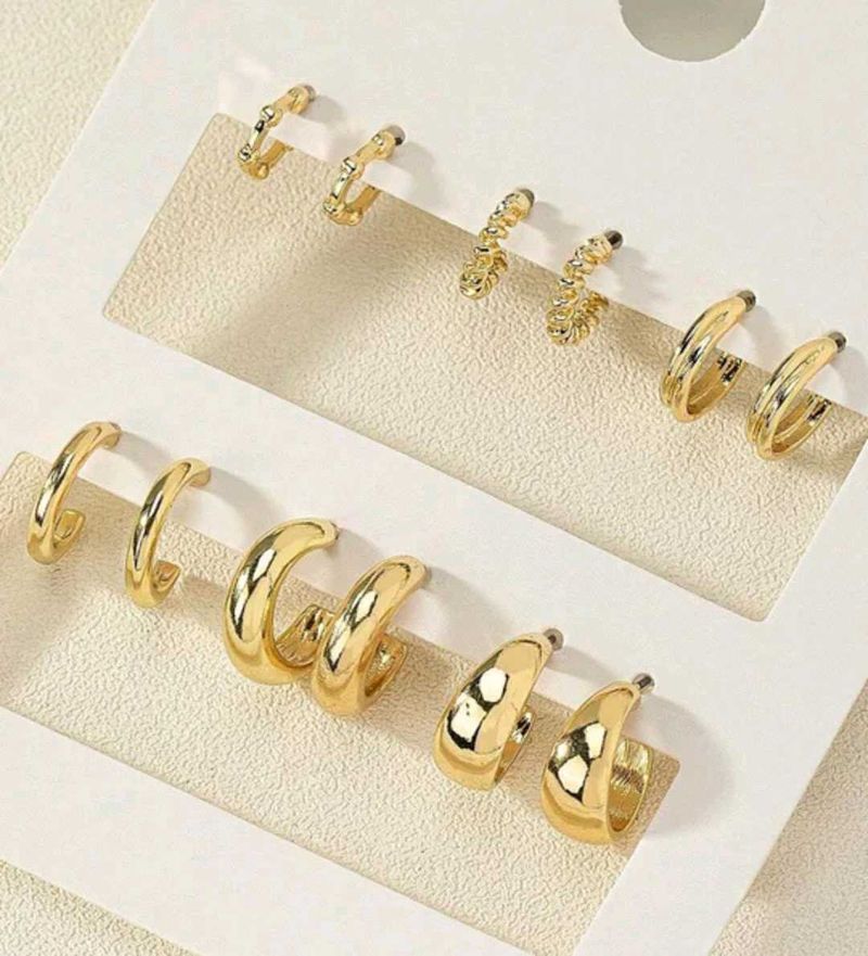 Set of 6 Gold Hoop Earrings