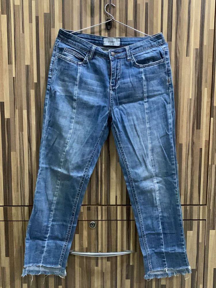 Distressed Hem Denim Jeans