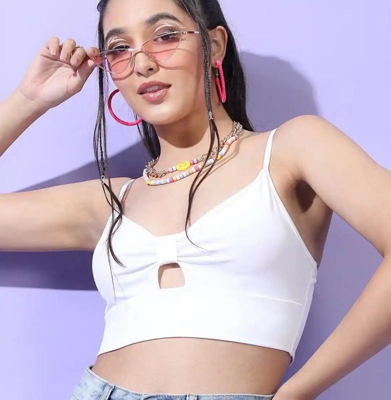 White Cutout Crop Top