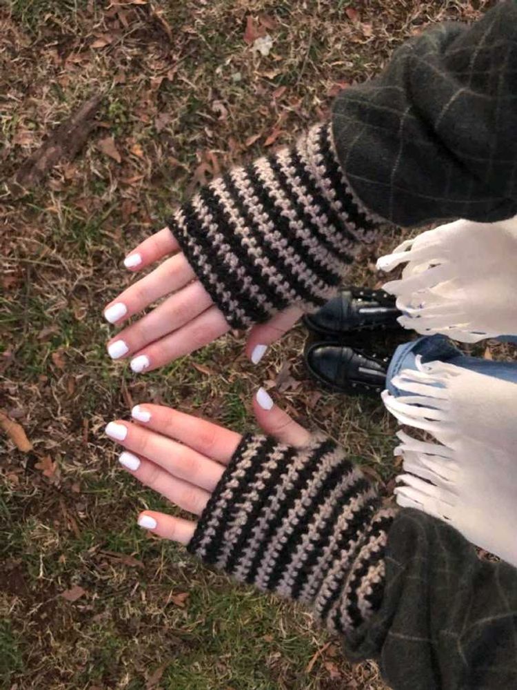 Striped Fingerless Gloves