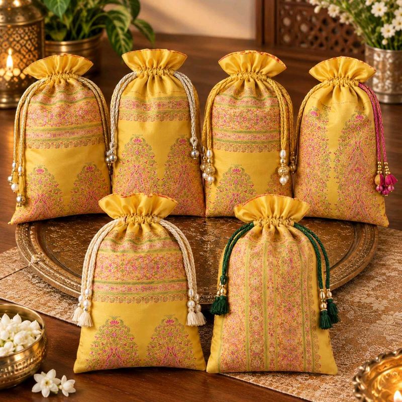Set of 6 Decorative Pouches / Potlis for Gifting l