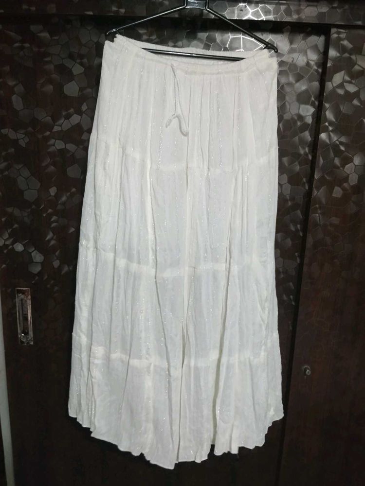 White Ethnic Tiered Skirt