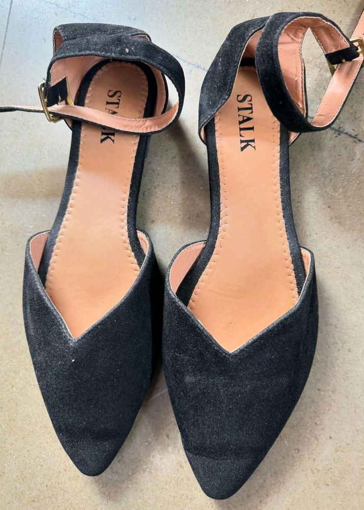 Velvet Black Suede Flats