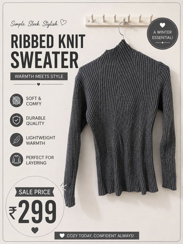 Chic Ribbed Knit Sweater - Dark Grey