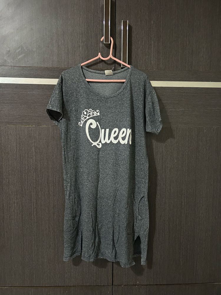 Women’s Queen Printed Cotton Nighty | Grey | Used