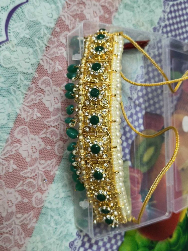 Green &amp; Gold Jewelry Set new traditional jewellery