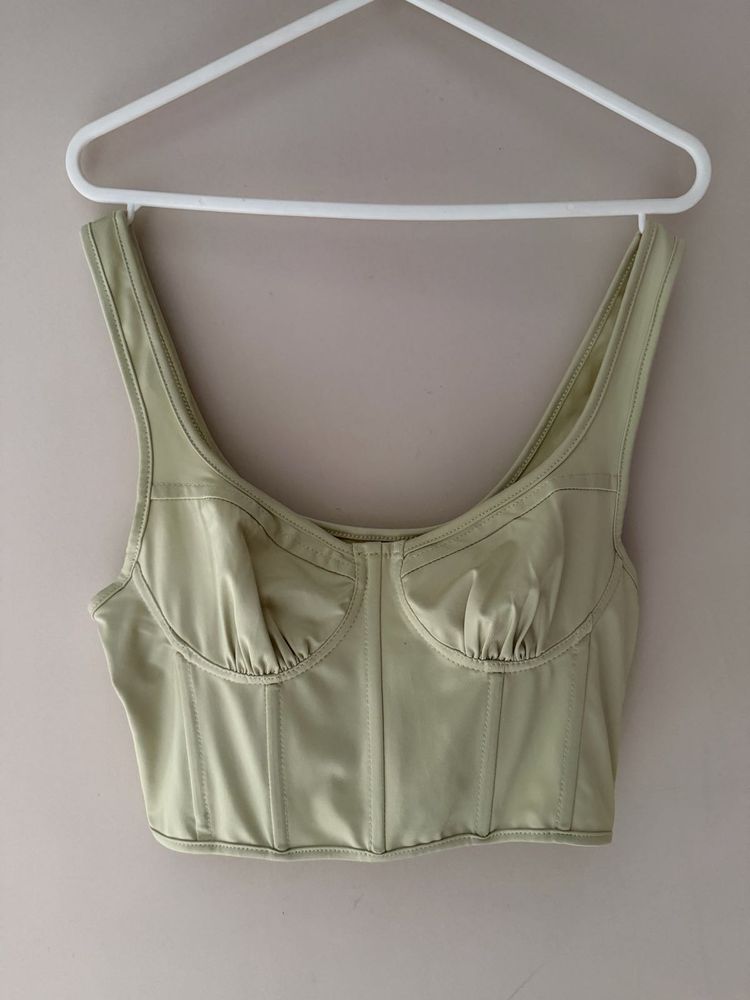 Urbanic Sage Green Corset Crop Top