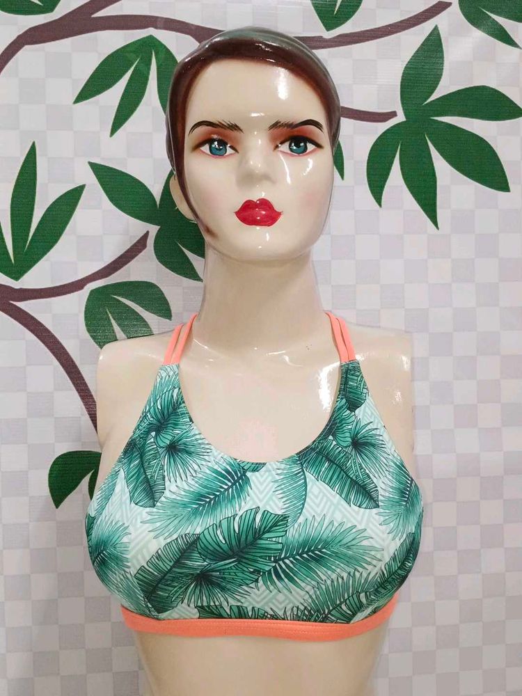 (300)Tropical Print Sports Bra