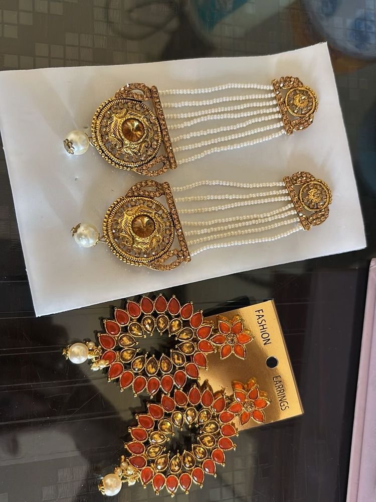 Combo of Elegant Pearl &amp; Stone Drop Earrings