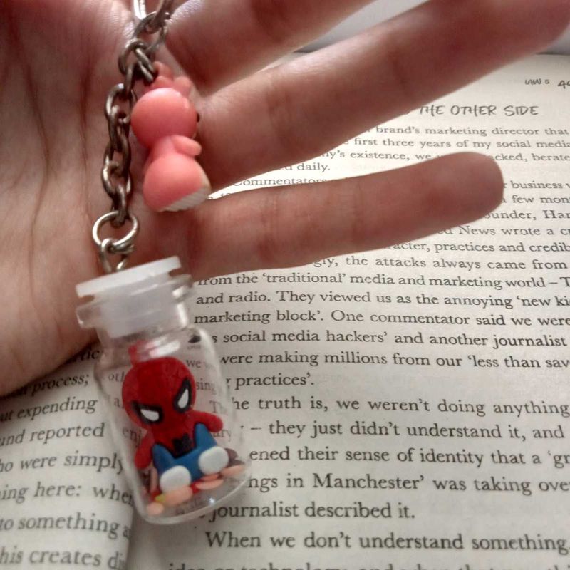 Spiderman &amp; Pink Bear Keychain