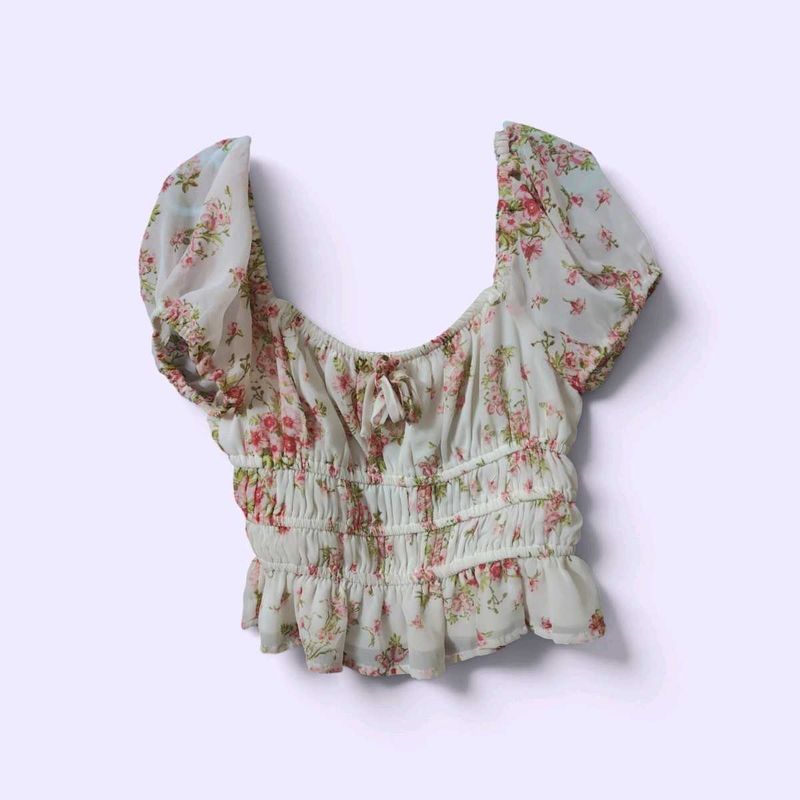 Floral Smocked Puff Sleeve Top