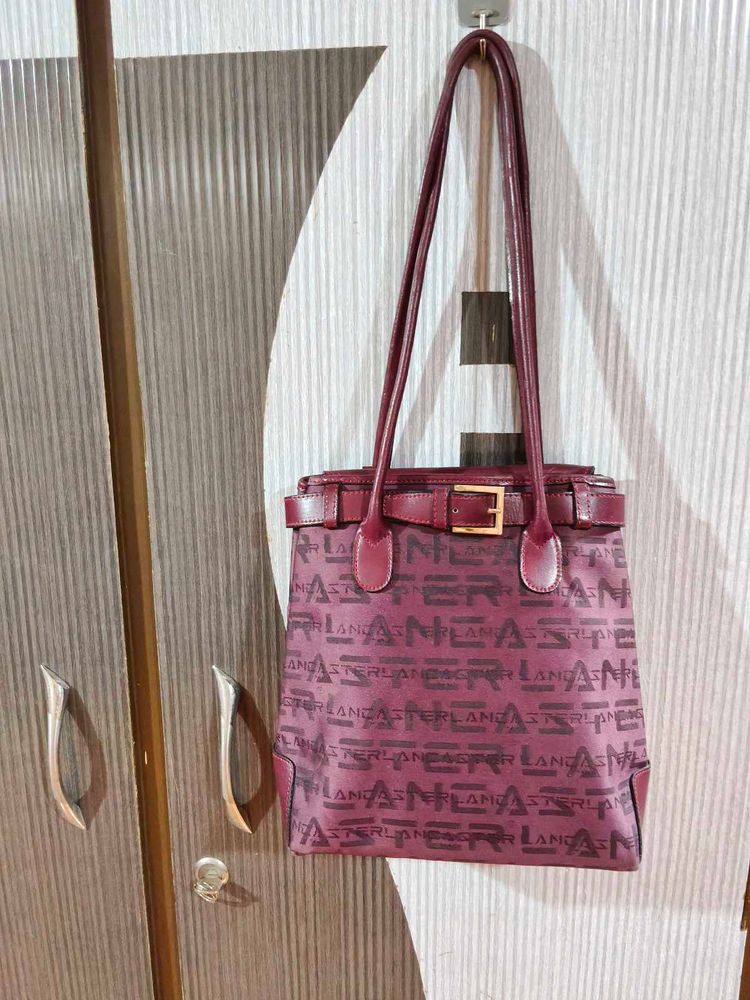 Lancaster Burgundy Monogram Shoulder Bag