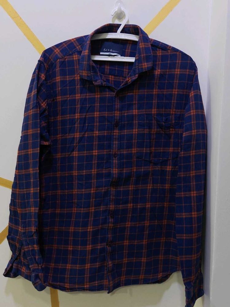 Blue &amp; Orange Plaid Men's Shirt