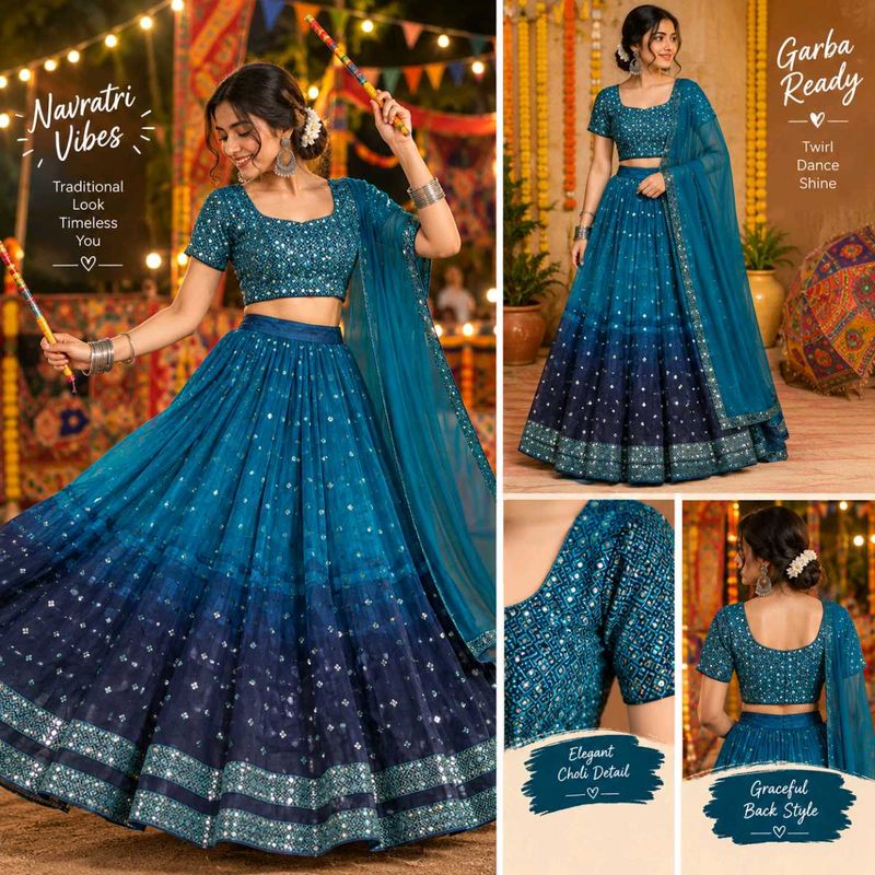 💙 Teal Blue Navratri Lehenga Choli