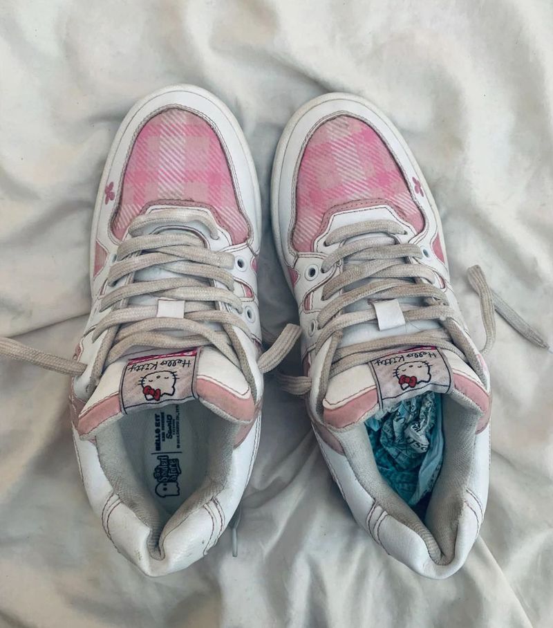 Hello Kitty Pink Plaid Sneakers