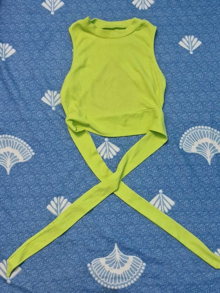 Neon Green Wrap Around Crop Top