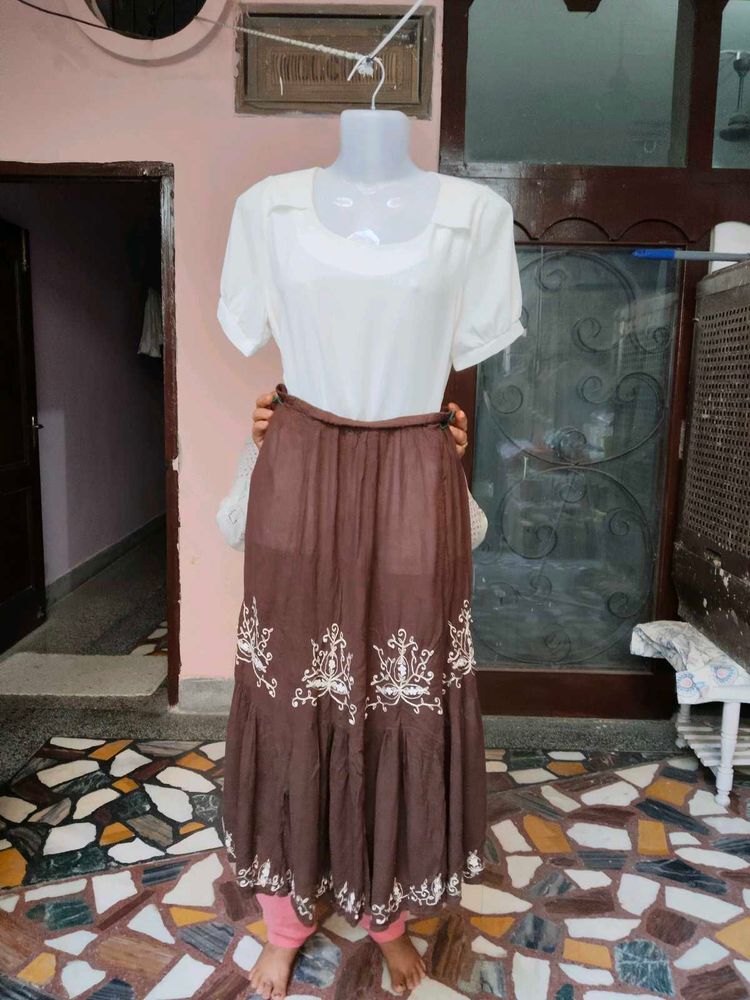Embroidered Tiered Maxi Skirt