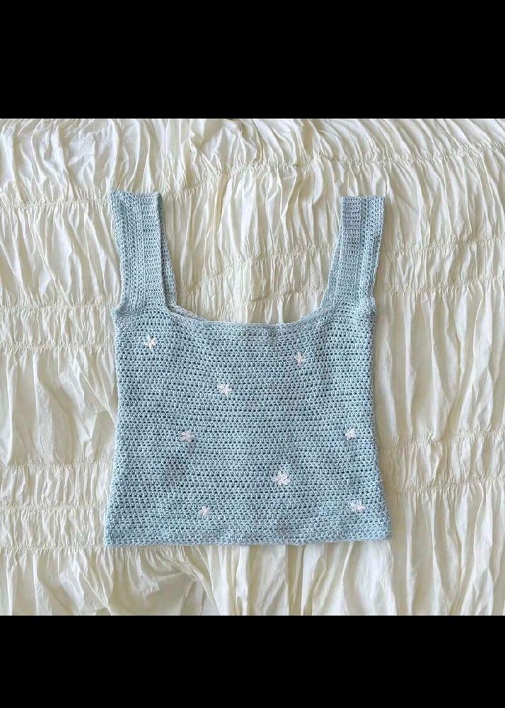 Crocheted Baby Blue Tank Top