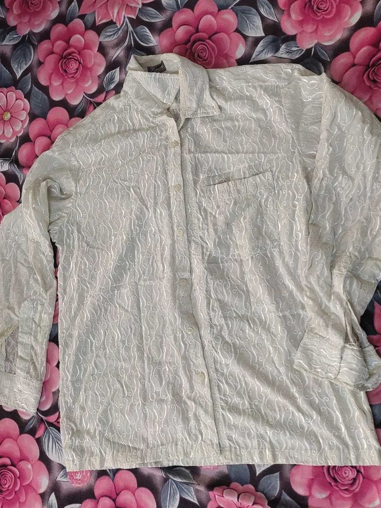 Sheer White Textured Button-Up Shirt