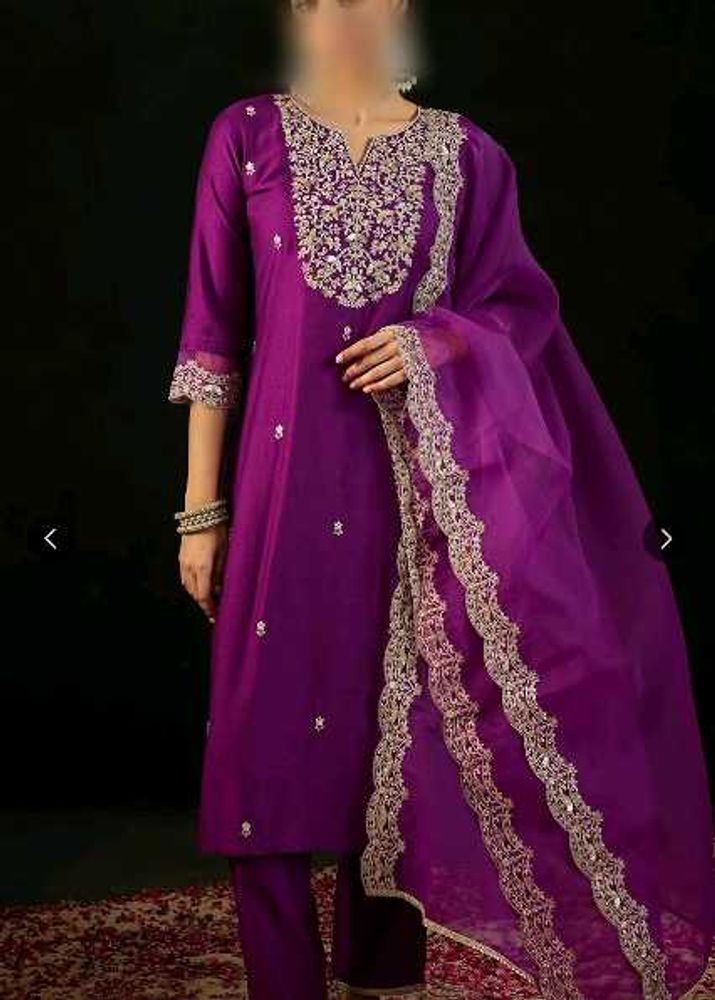 Embroidered Purple Kurta Set with Dupatta