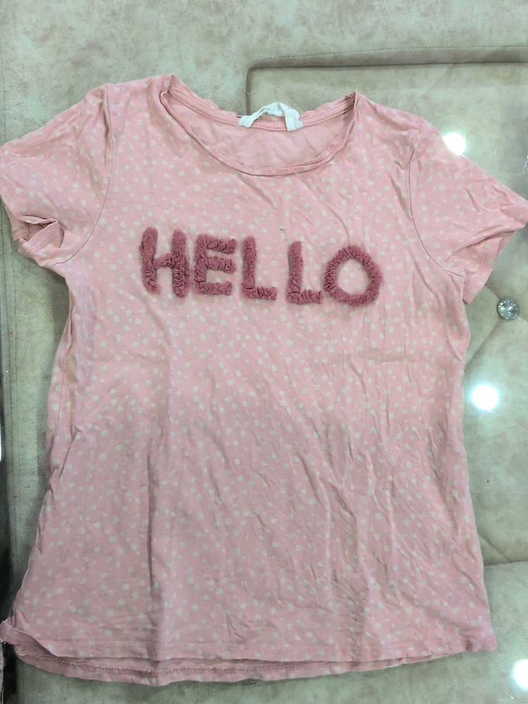 Pink "Hello" Graphic T-Shirt