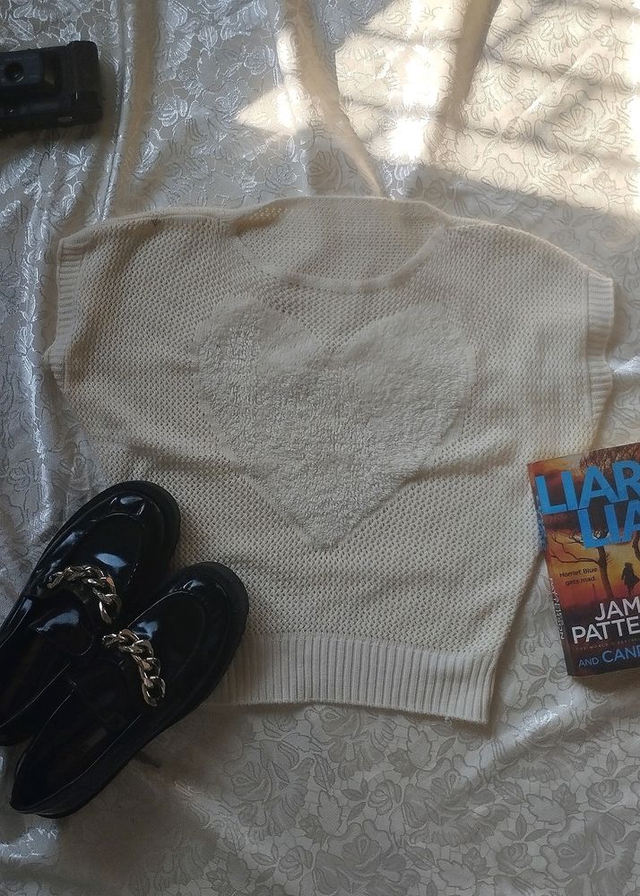 White Knitted Winter Top