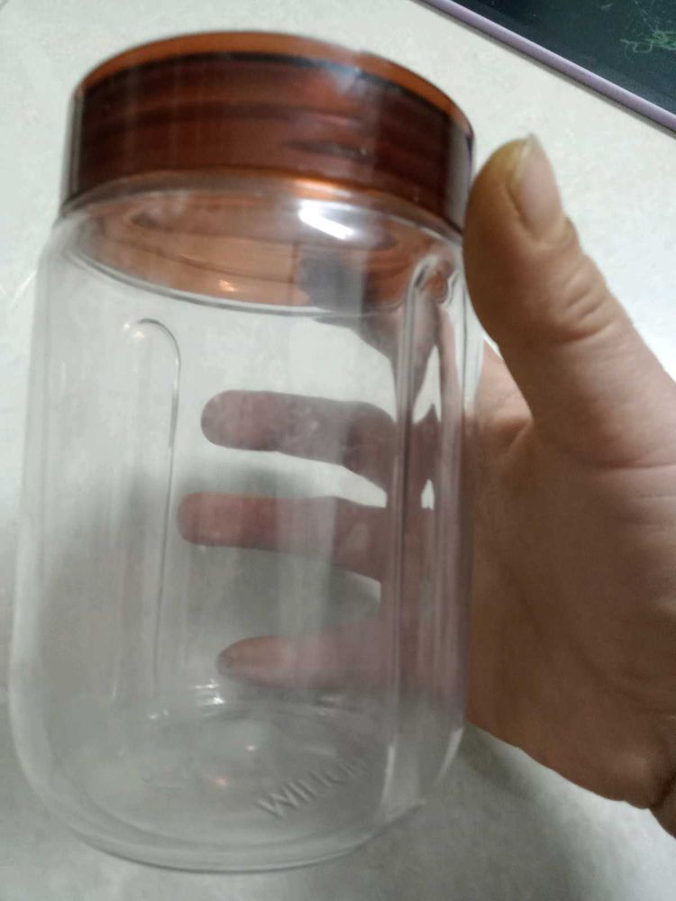 Clear Storage Jar with Brown Lid