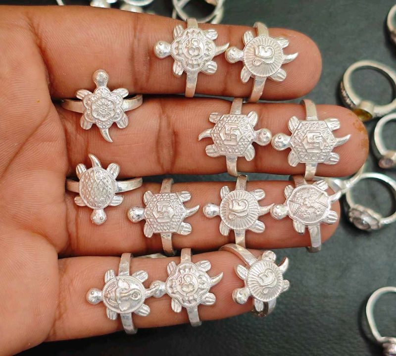 "Pure Silver Turtle Ring with Auspicious Symbols |