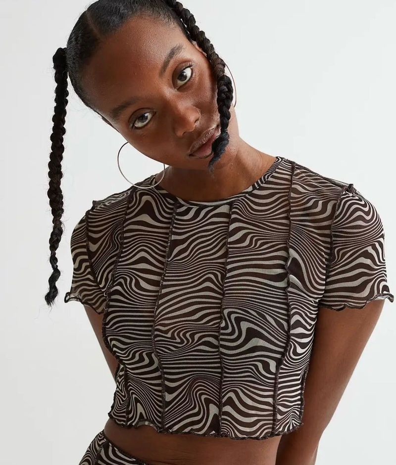 Sheer Zebra Print Mesh Top