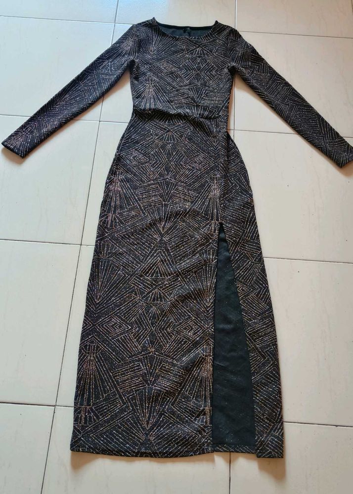 Sparkling Print Long Sleeve Bodycon Dress