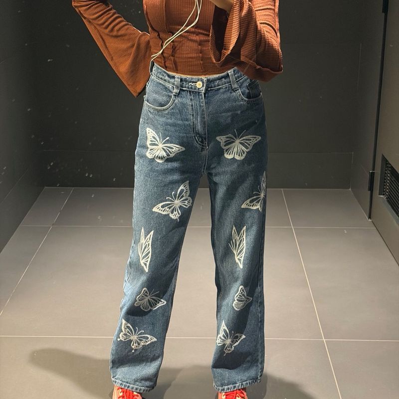 Butterfly Print Y2k Jeans