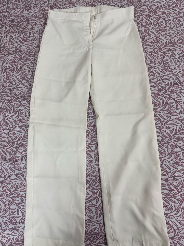 Cream Wide-Leg Trousers