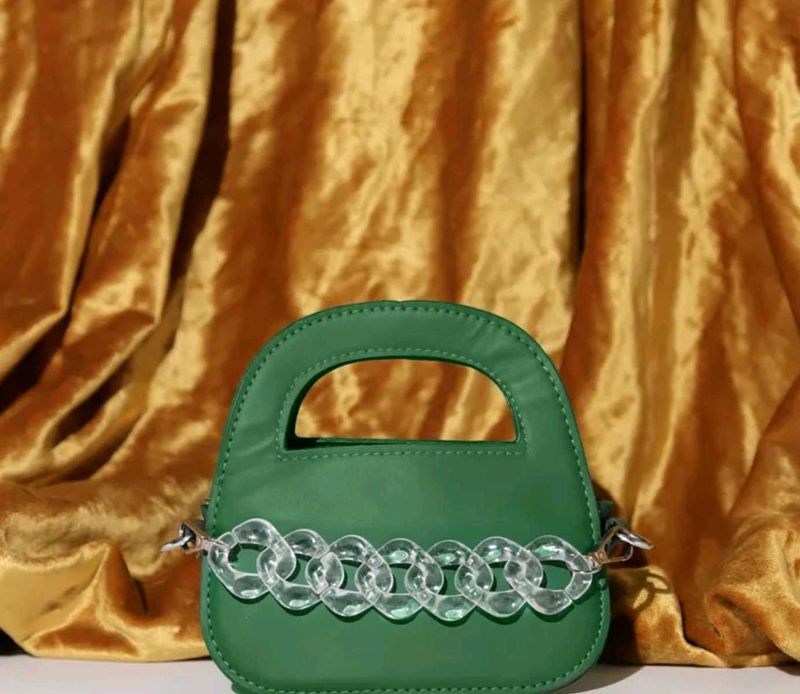 Green Chained Sling Bag