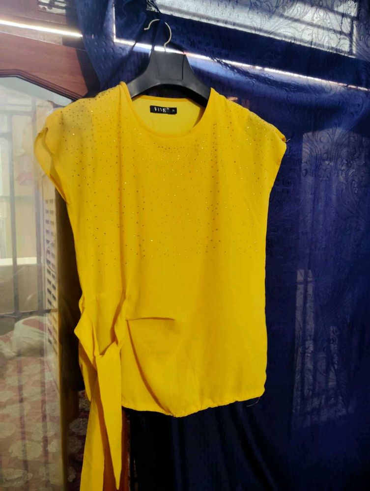 Sparkly Yellow Asymmetrical Top
