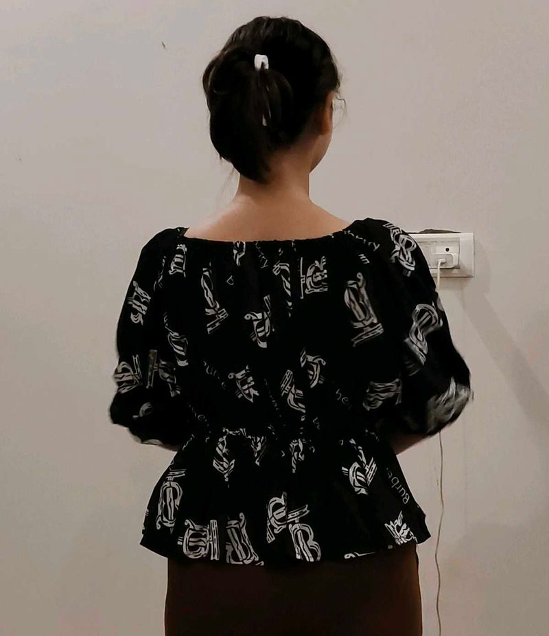 Stylish Black Printed Top