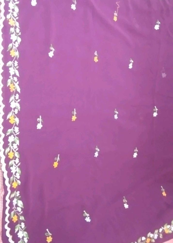 Purple Embroidered Sari