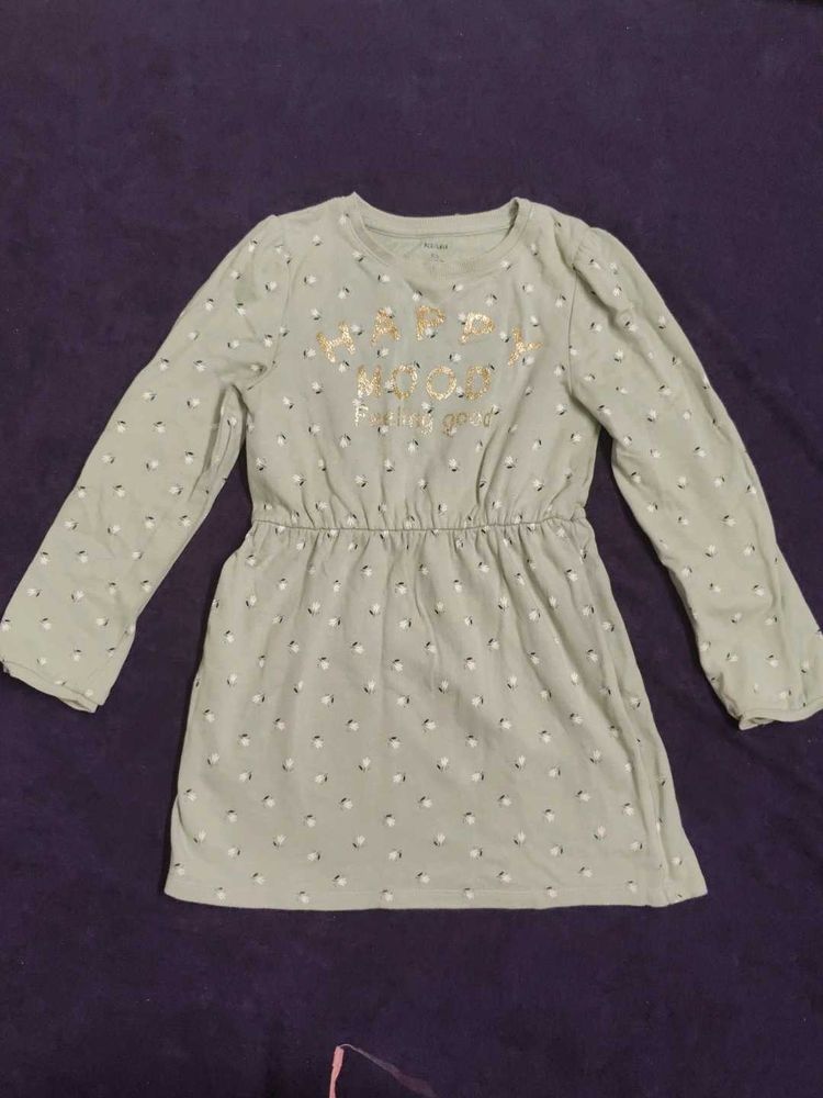 Kiabi Green Floral Girls' Long Sleeve Dress