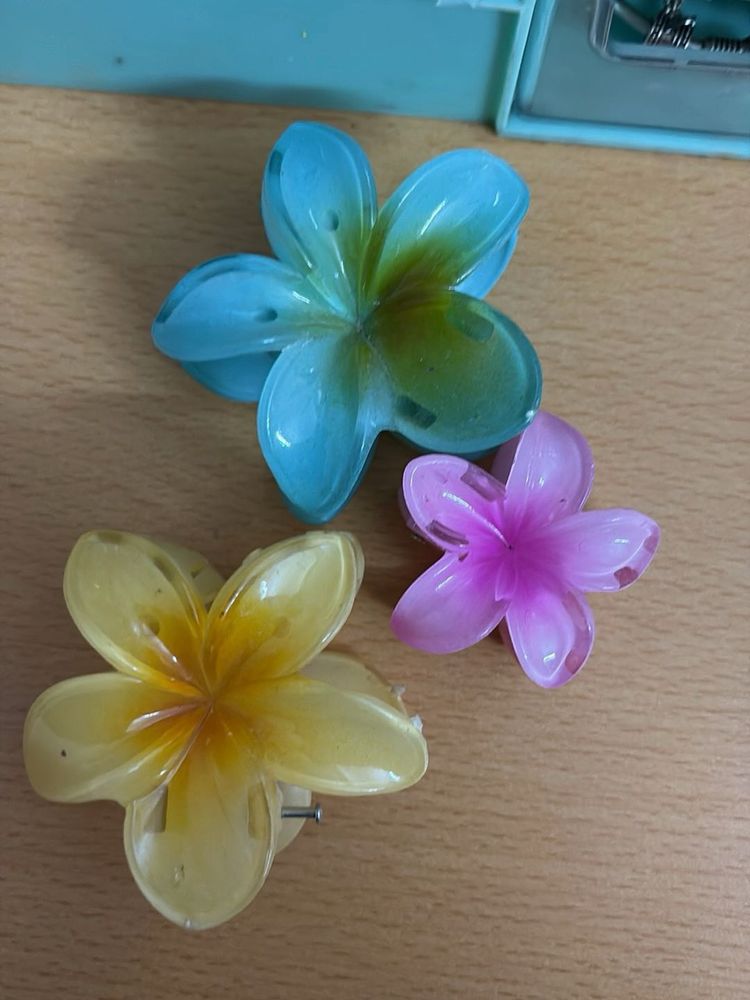 Set of 3 Flower Hair Clips