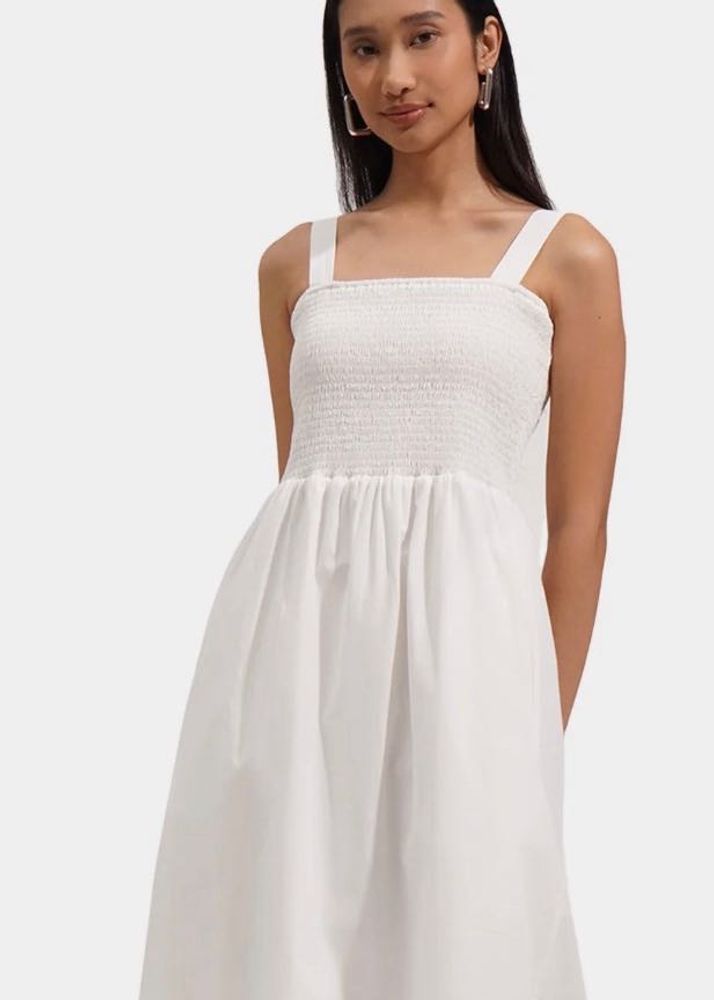 White Smocked Maxi Dress
