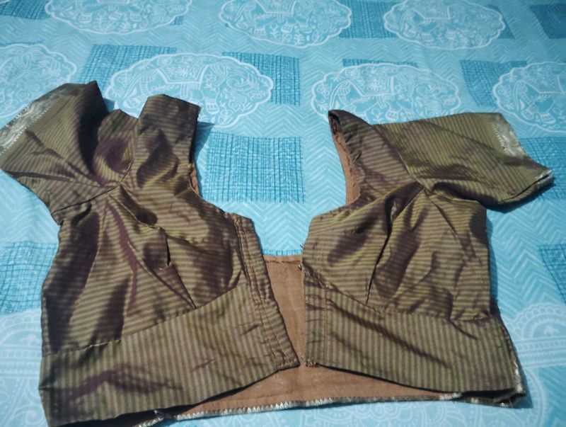Elegant Brown Striped Blouse Piece