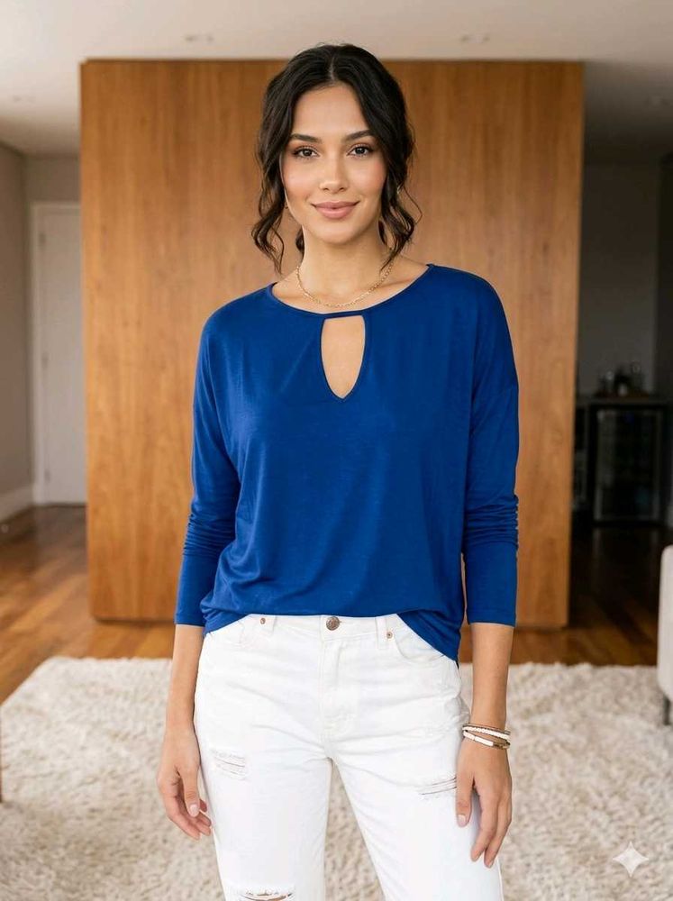 💙 Forever 21 Chic Navy Blue Long-Sleeve Top