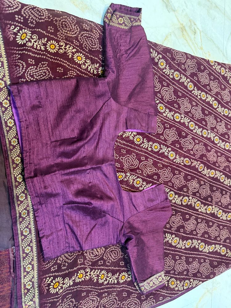 Beautiful Maroon Saree with Blouse