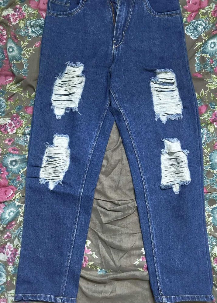 Ripped Blue Denim Jeans