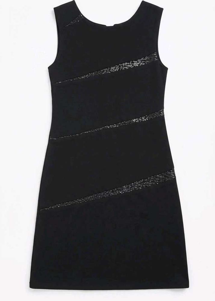 Chic Black Sequin Detail Dress